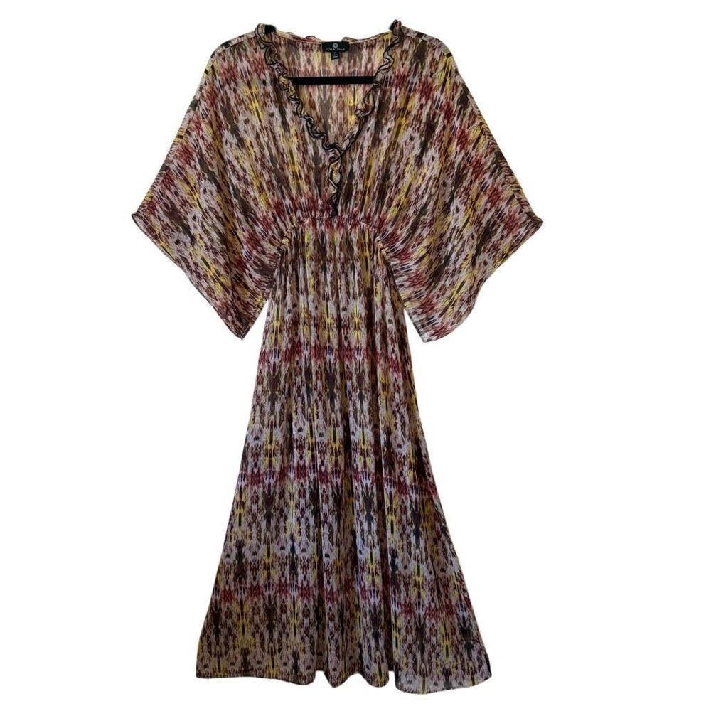 Curations Sheer Kimono Slv Empire Waist Maxi Dress Sz XS Swim, Occassion